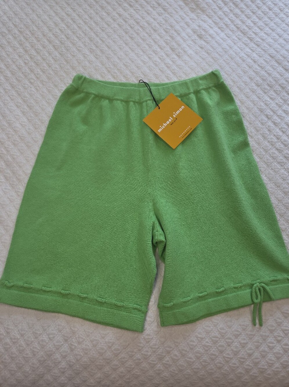 Michael Simon Bowtie Knit Shorts Size Medium Pistachio Green SAMPLE NOS